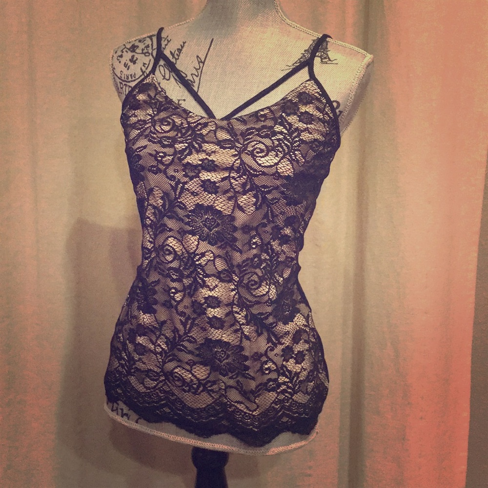 Boston Proper Lined Lace Cage Tank Sz S